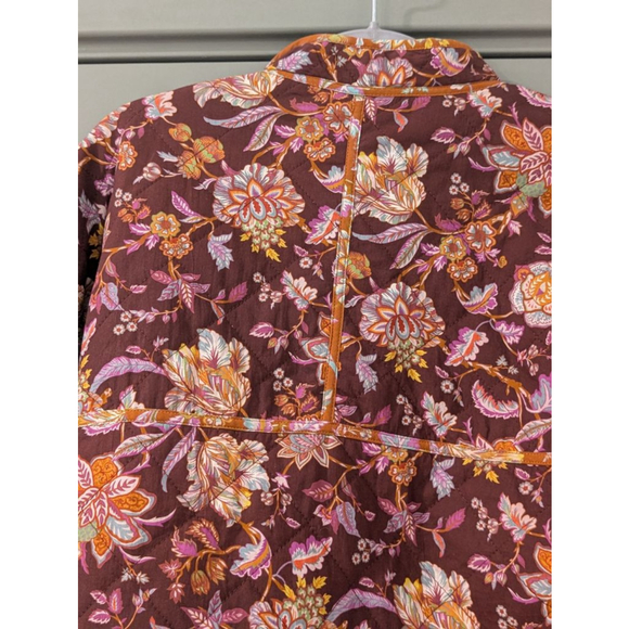 Women's 7 For All Mankind S Burgundy Floral Quilted Puffer Jacket - Picture 11 of 13